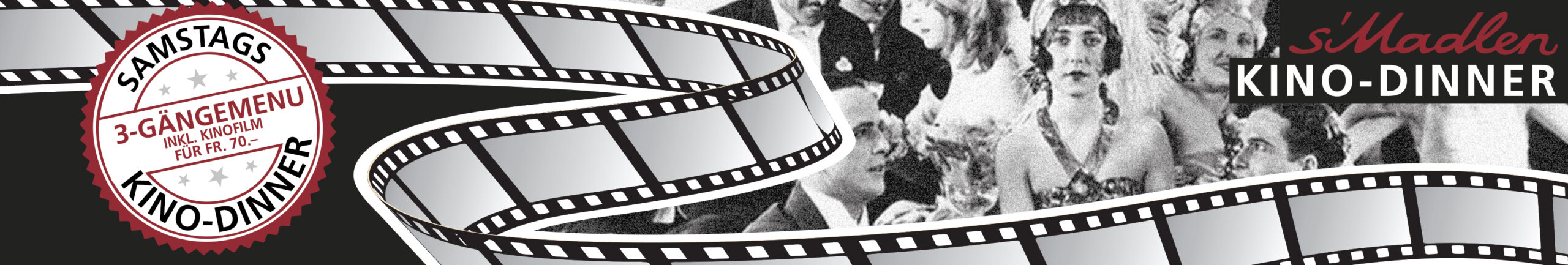 Werbebanner für das Kino-Dinner